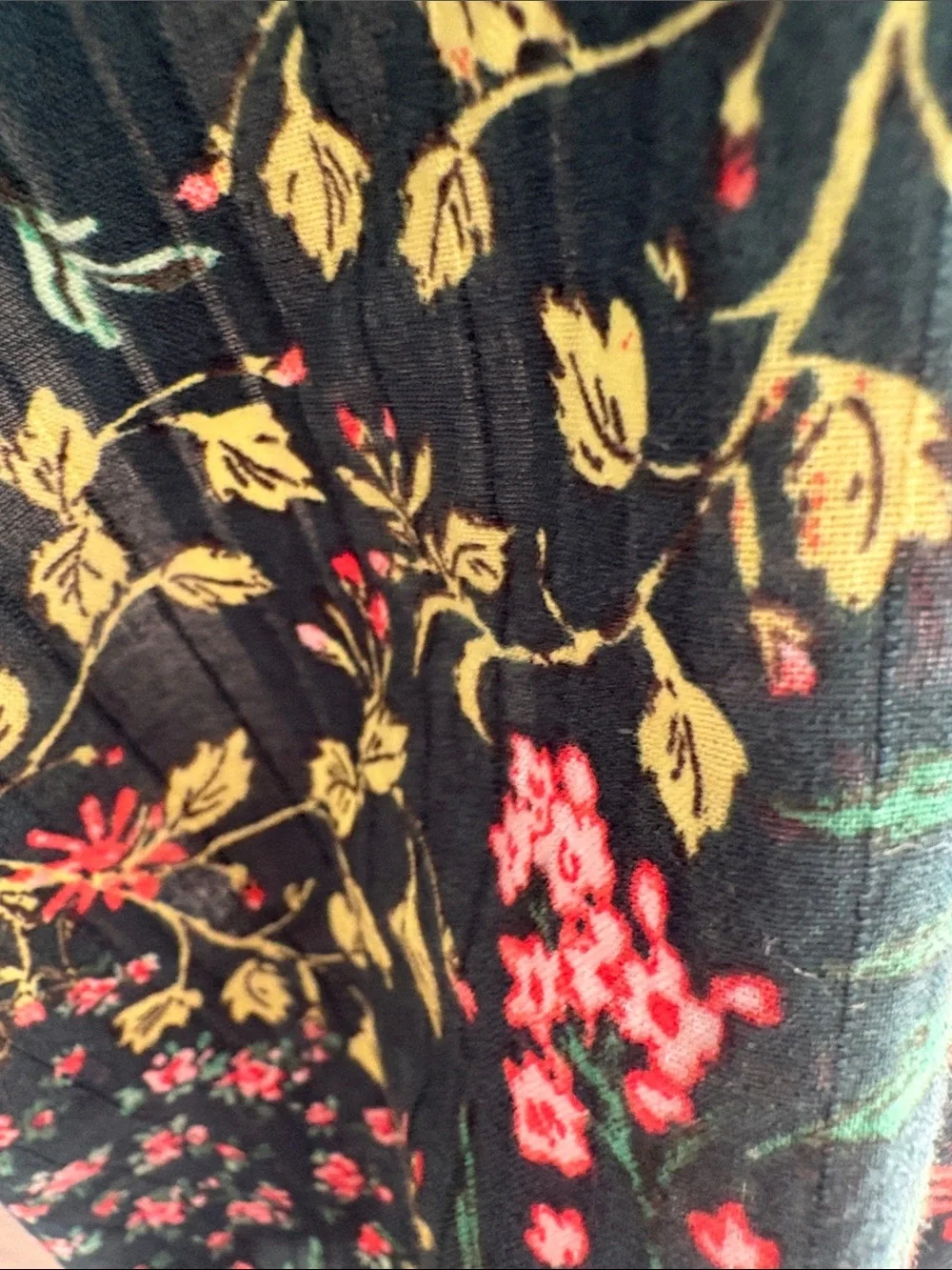 LOFT Forest Green Floral Peasant Blouse